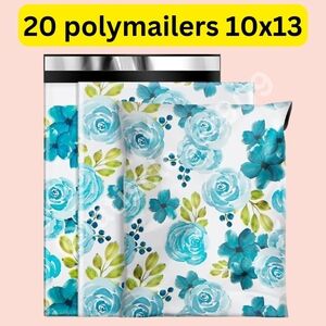 20 Pack Floral Poly Mailers - Blue and Green Size 10x13
